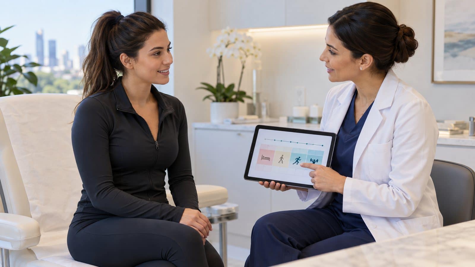 Patient reviewing a 360 liposuction treatment plan and cost in Turkey